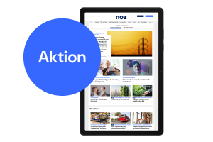 Tablet zeigt die Startseite der Neuen Osnabrücker Zeitung mit Artikeln und Bildern zu aktuellen Nachrichten.